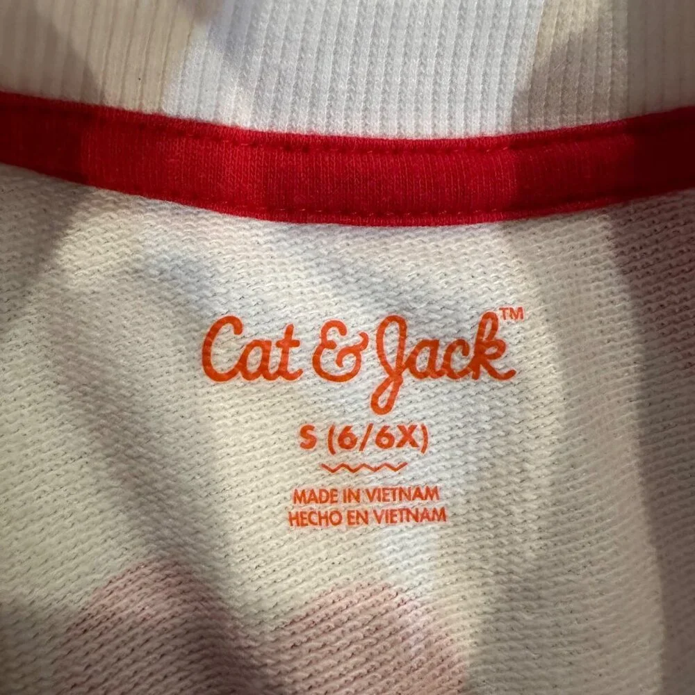 CAT & JACK GIRLS HEART LONG SLEEVE DRESSS VALENTINES SMALL 6/6X VALENTINES DAY